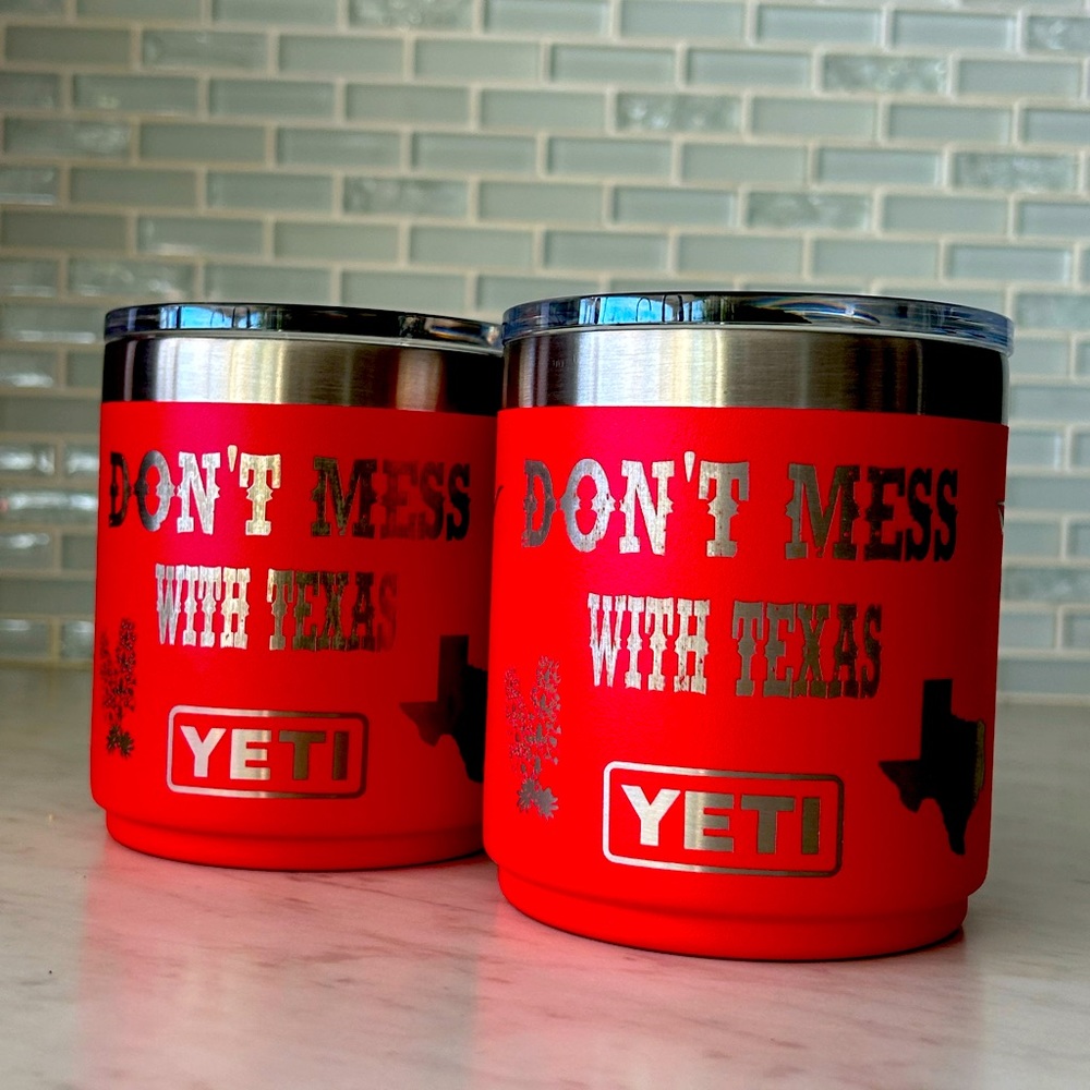 BRAND NEW Yeti lowball tumblers laser engraved wrap Texas theme